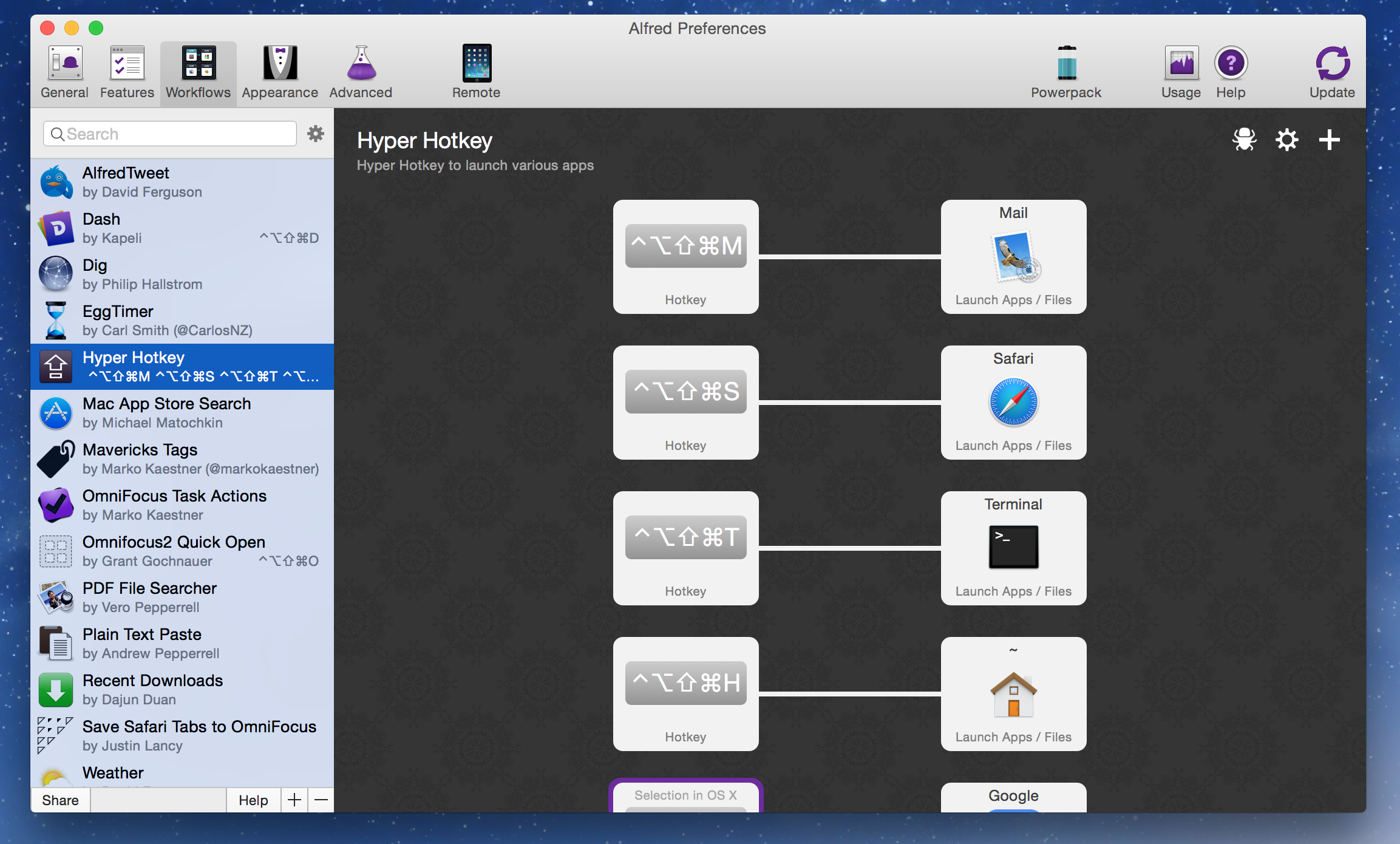 My Alfred Hyper Key workflow.